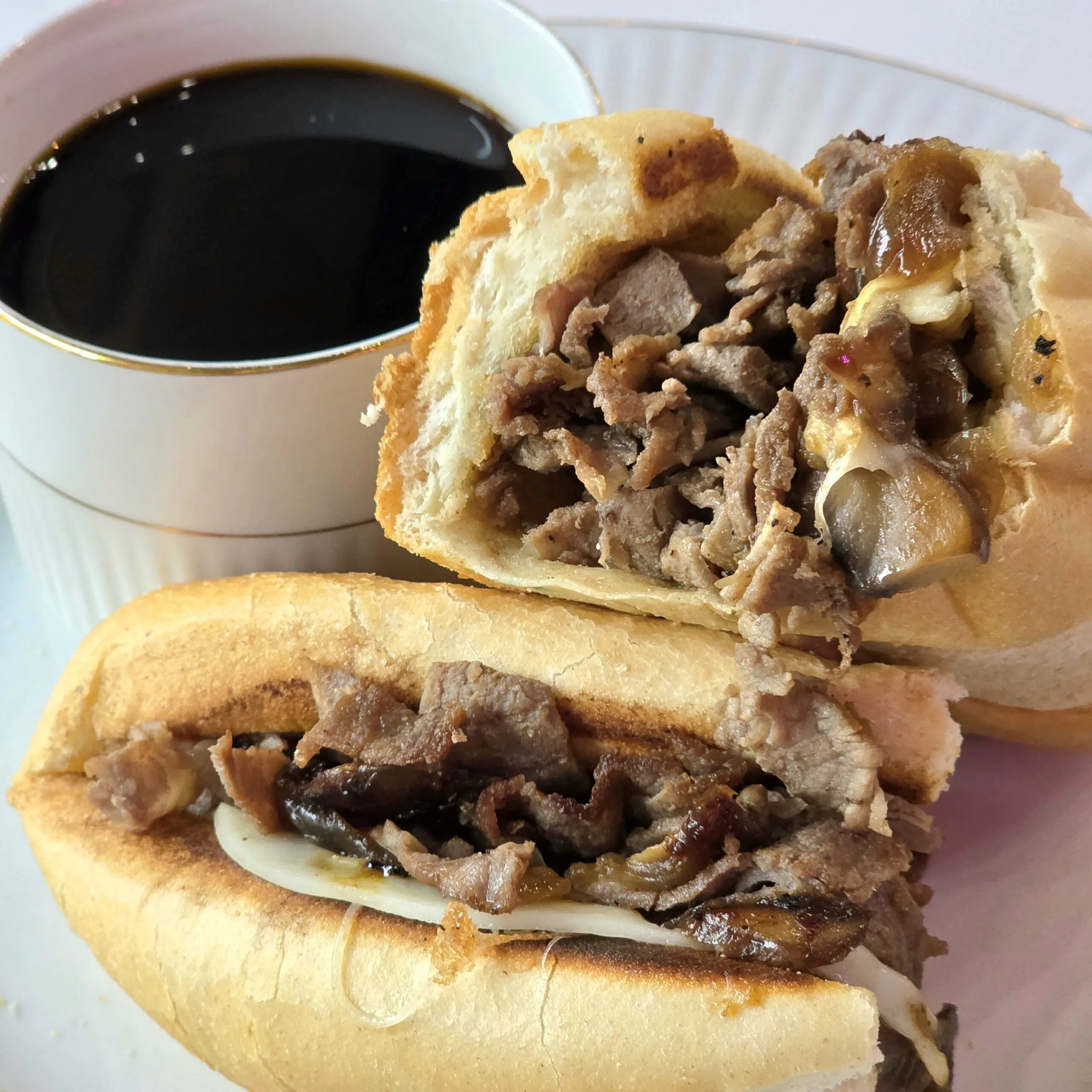 Philly Cheesesteak Sandwich with Au Jus 2